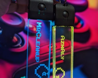 Personalized Gamer Couple LED Keychain Set | Custom Valentines or Anniversary Gift for Gamer Husband Boyfriend BF Girlfriend Wife Partner