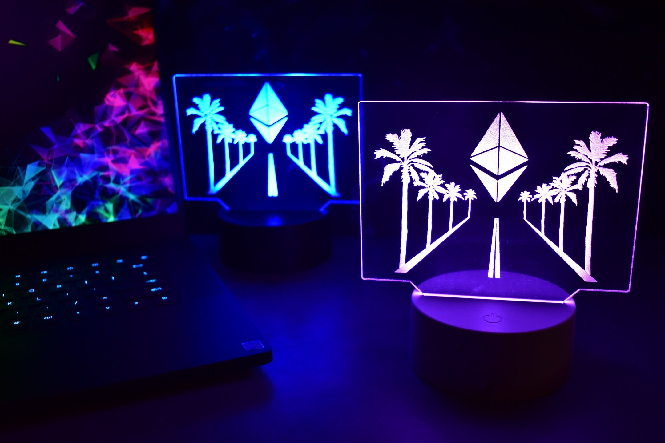 Personalizable Retro LA Crypto Sunset LED Art Lamp criptomoneda bitcoin  ethereum cardano amc inversor comerciante regalo simio fuerte stonks hodl -  Etsy México