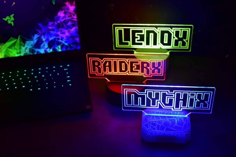 Custom Gamertag LED Lamp NEW Fonts Personalized Gamer Tag Etsy