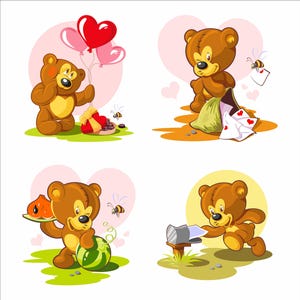 Clipart vectoriel ours en peluche - illustration numérique - SVG, AI, EPS - usage commercial. Pour les cartes postales, les autocollants, les invitations, les affiches, la publicité