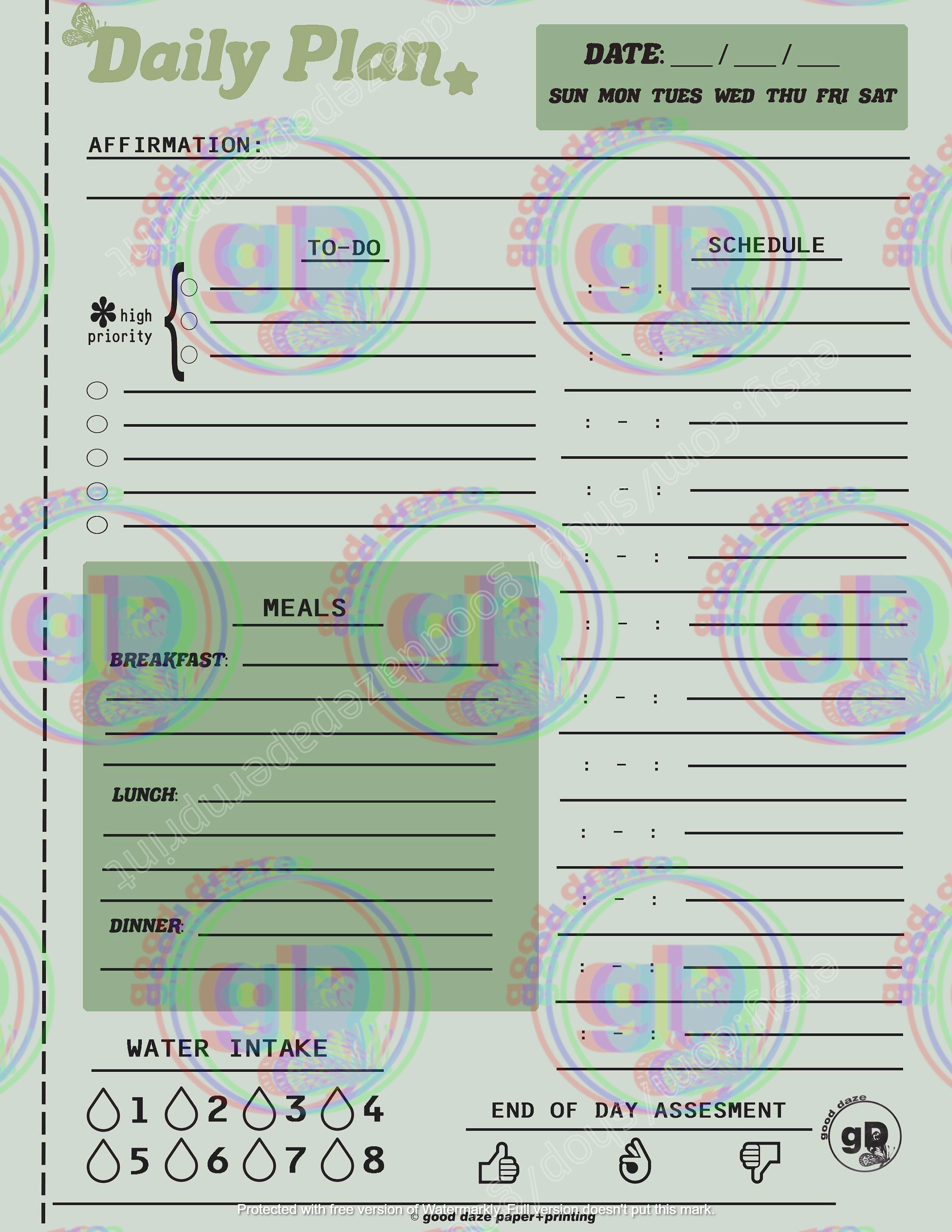 2021 aesthetic printable daily planner to do list hourly etsy