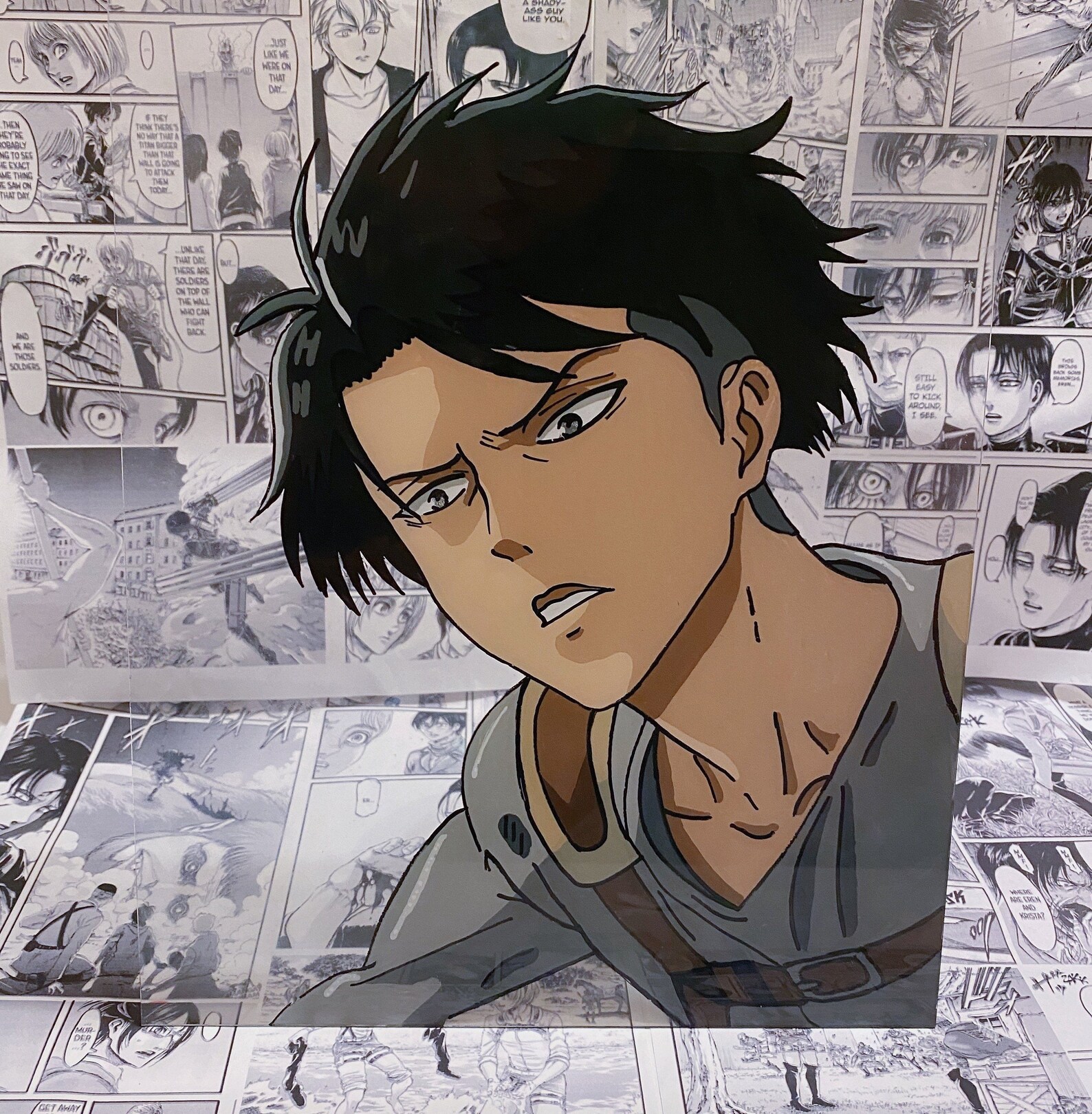 Levi Ackerman Glass Painting Attack on Titan Etsy