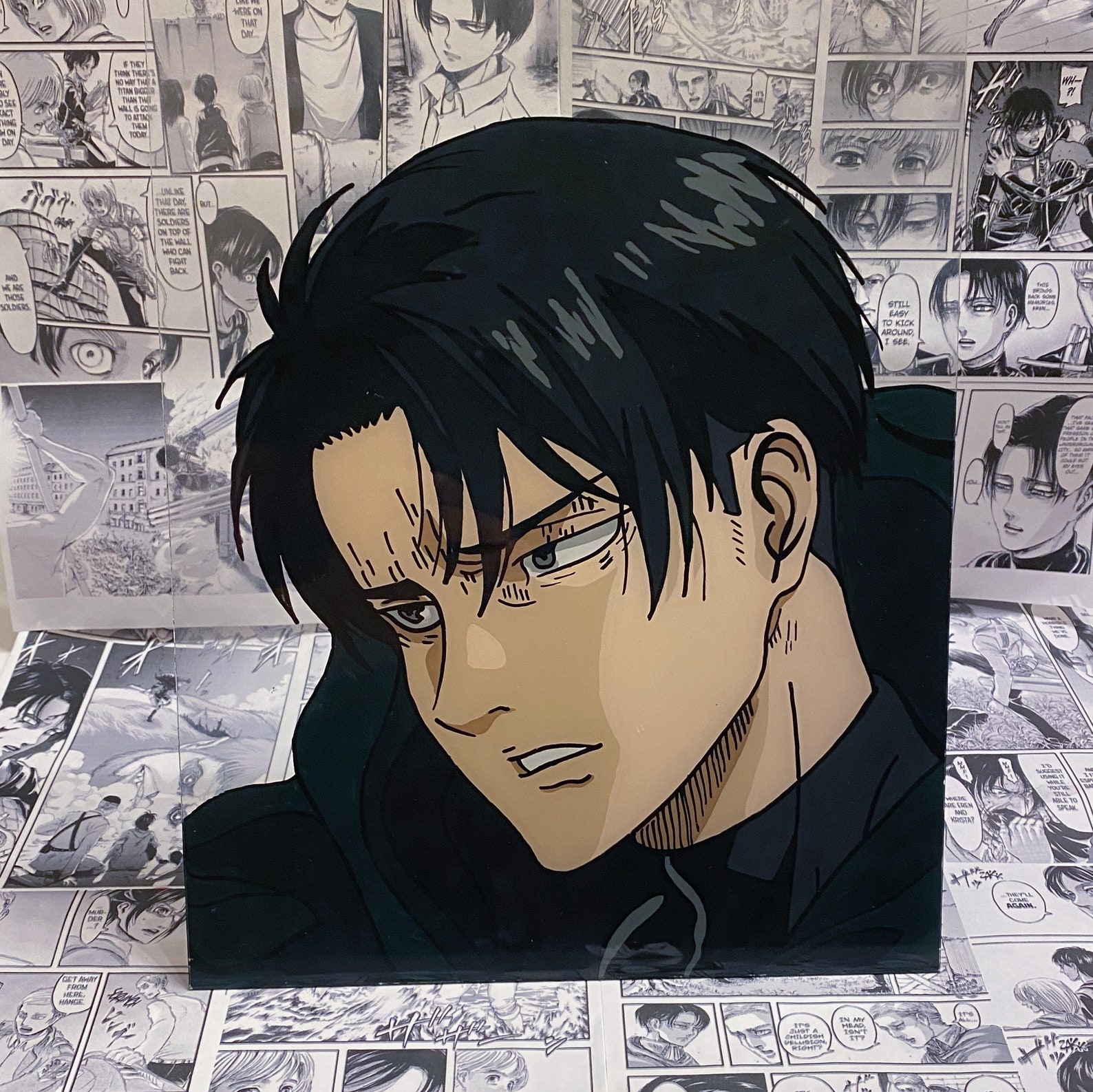 Levi Ackerman Glass Painting Attack on Titan Etsy