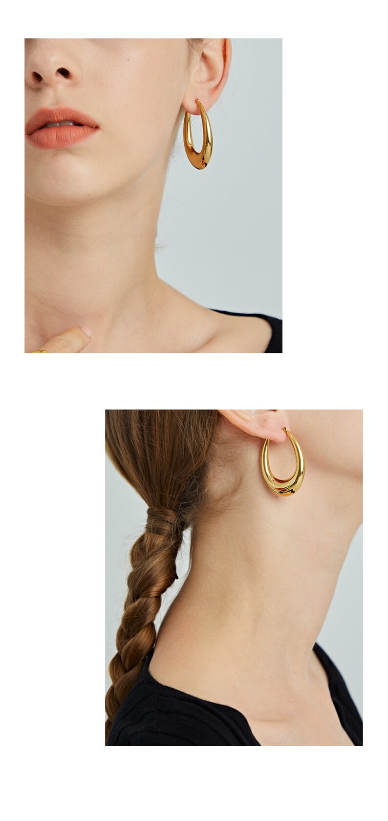 24K Gold Earrings Gold Egg-shaped Earrings Gold Hoop - Etsy
