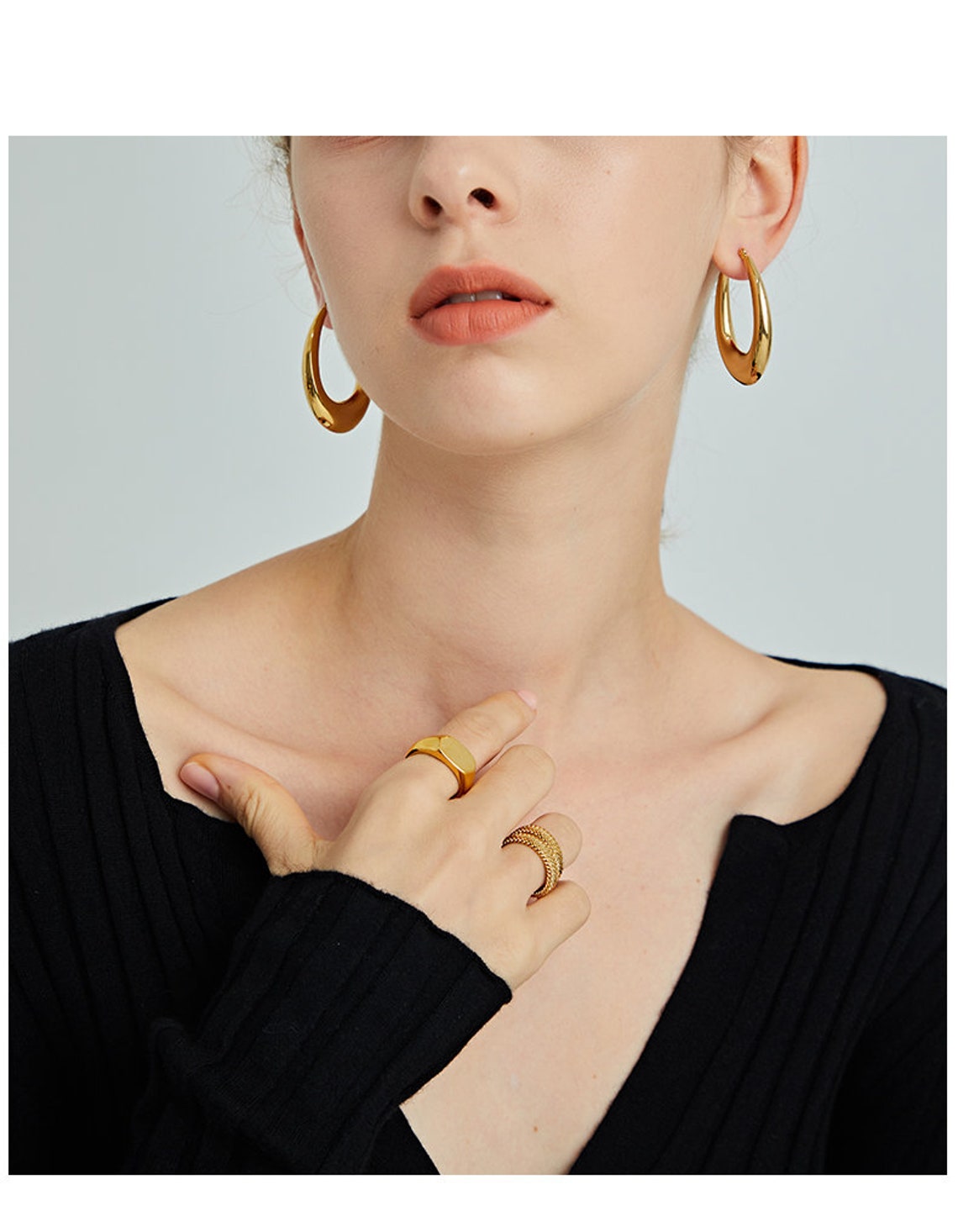24K Gold Earrings Gold Egg-shaped Earrings Gold Hoop - Etsy