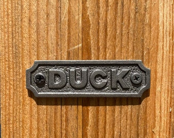 Cast Iron antique style DUCK Wall Plaque- Pub sign, Bed and Breakfast Sign, Mind Your Head