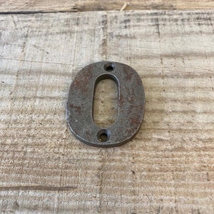 Cast Iron Numbers &#39;0&#39; - Rustic Signs - House Numbers -Numbers- Apartment Numbers - table numbers - cloakroom numbers - 5cm /2&quot; (h)
