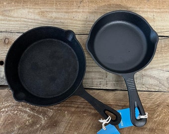 Two Cast Iron Skillets 6.5 Inch and 8 inch Oven Safe Tarte Tatin Skillet Frying Pan