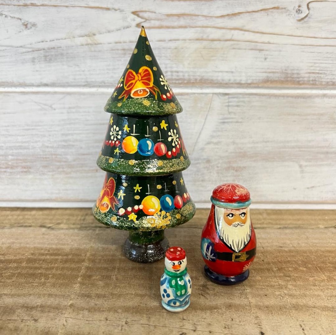 3 Piece Wooden Christmas Tree Stacking Set Christmas Tree Sacking Set