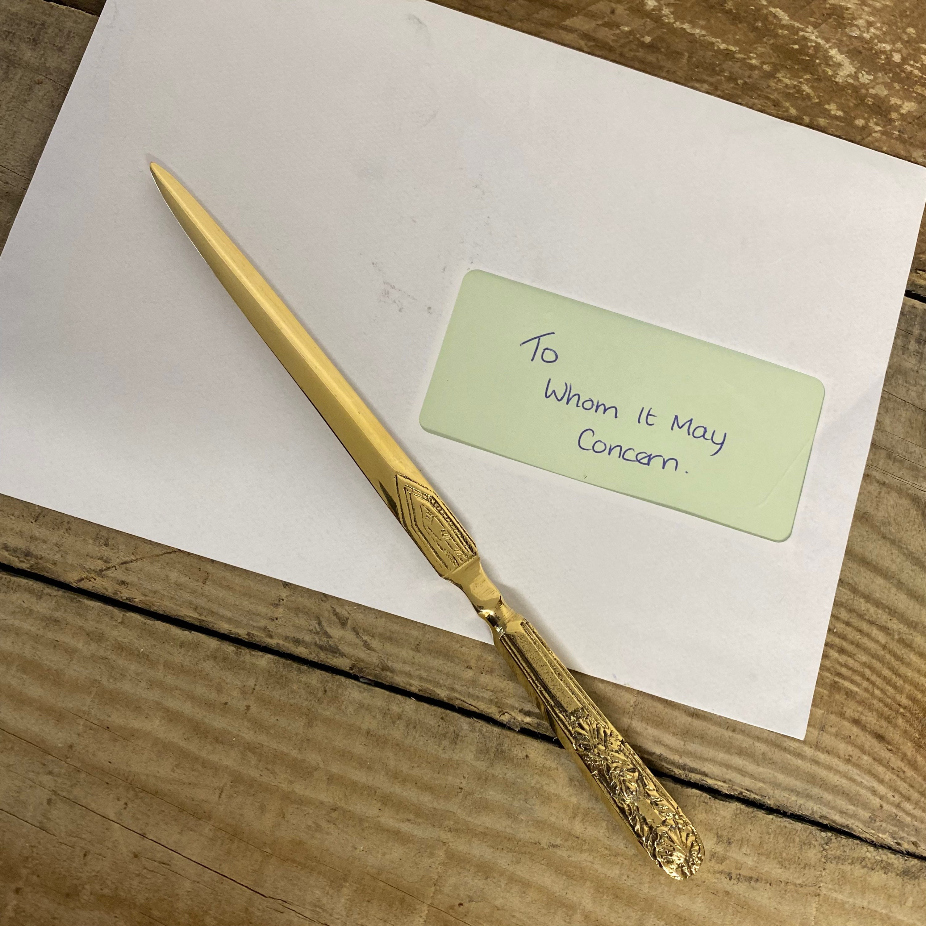 Embossed Brass Letter Opener Etsy