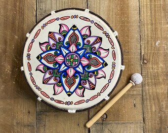 Shamanic hand drum with beater handmade in Bali