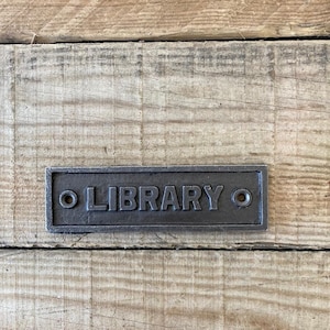 Library Cast Iron Door Plaque/Sign,
