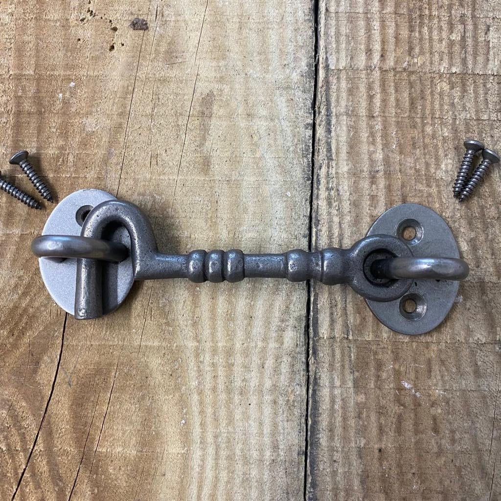 Cast Iron Knotted Cabin Hook and Eye 10cm/4'' Long 