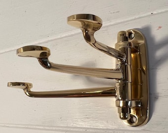 Three-way Folding Coat Hook | Polished brass finish | | Wall mounted for bathroom kitchen bedroom | Captains hook