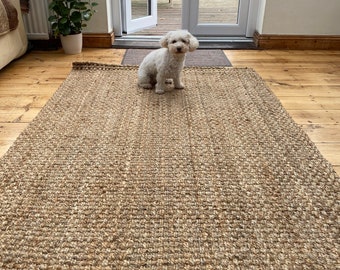 Alfombra de yute de fibras naturales beige tejida a mano- 120cm x 180cm