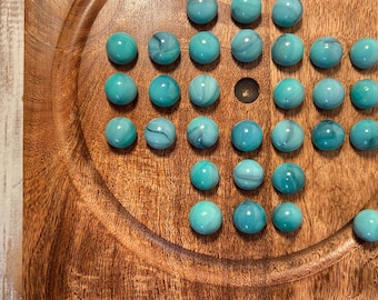 Wooden Solitaire Box With Marbles And Drawer U2013 Handcrafted Classic Puzzle Game With Storage, Premium Wooden Board For Adults & Kids, Or Home Decor(Natural Assorted Marbles