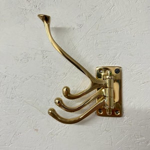 Vier-Wege-Klappgarderobe | Messing poliert | | An der Wand befestigt für Badezimmerküche Schlafzimmer | Kapitänshaken