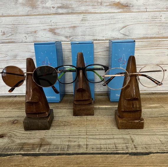 Three Nose Shaped Wooden Spectacle Holders Glasses Holders Wooden Nose  Eyeglass Stands 