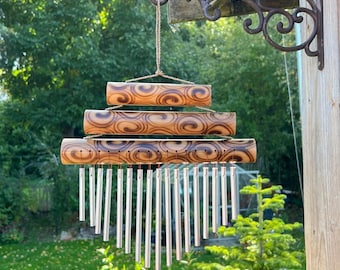 Large fair trade 17 Chime Musical Triple Bamboo WIND CHIMES made in Indonesia | Suitable for use Indoors or garden