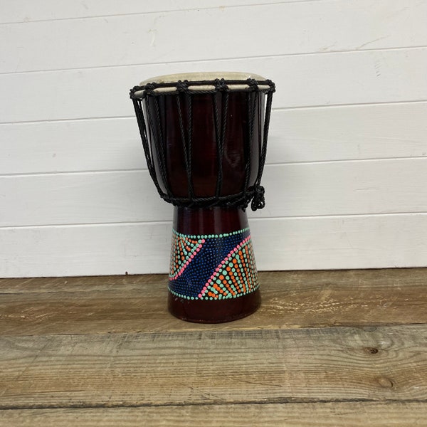 Djembe Drum Hand Painted 30cm Tall Percussion Instrument