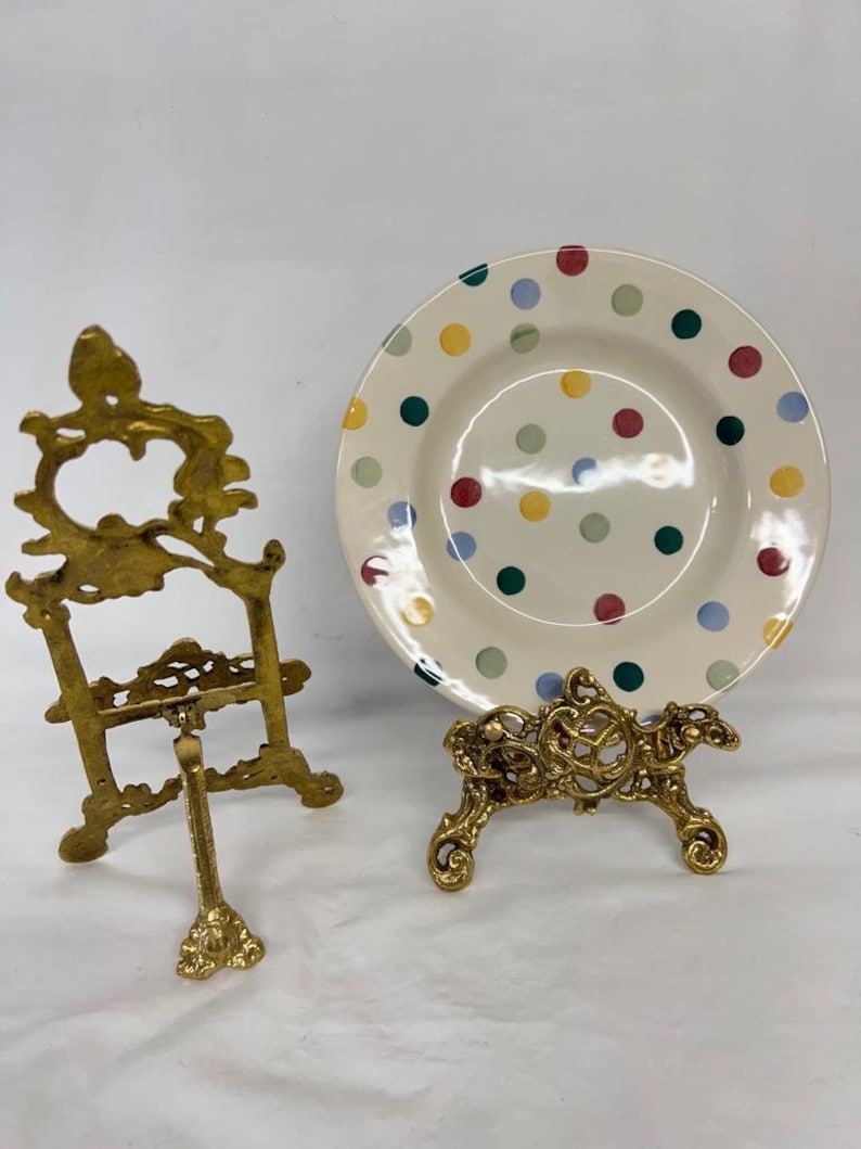 Large Decorative Brass Plate Stand Picture Easel Etsy