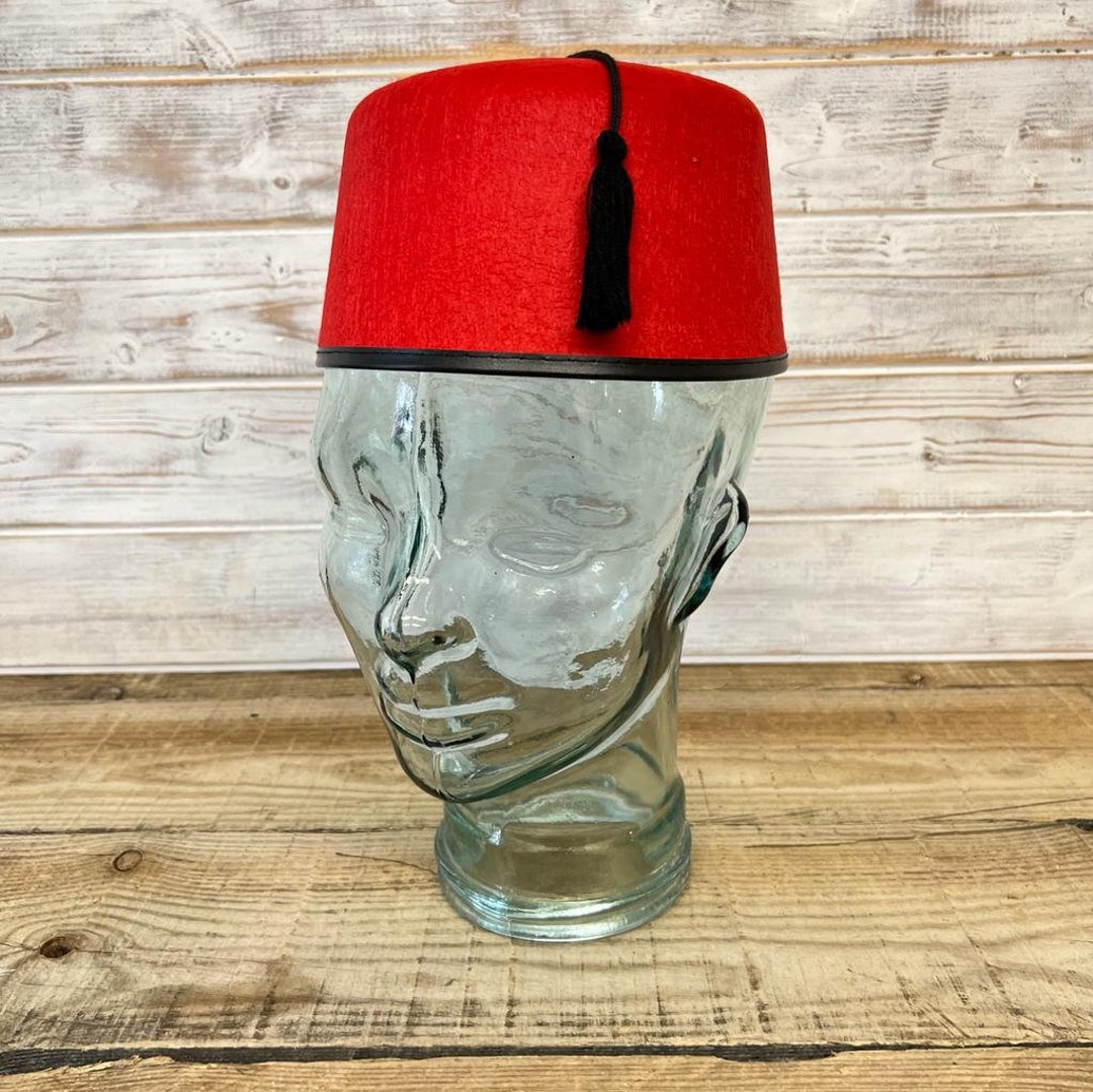 Sombrero Fez estilo marroquí rojo con borla negra Turco - Etsy