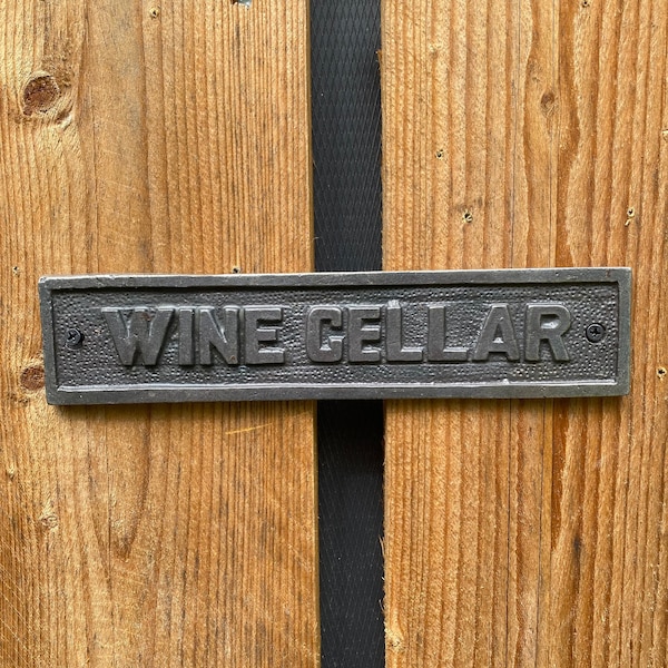 Cast Iron antique style Wine Cellar Door Wall Plaque Home | Lodge | Guest House | Farmhouse | Garage | Home Pub | Bar