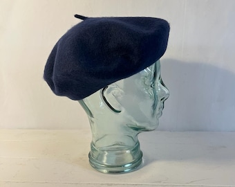 BERET 100% Pure Laine Bleu Marine Royal