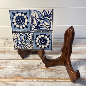 Set of Two 15cm Folding Wooden Plate Stands - Salver, Photo Plate, Display Stand, Wooden Bracket, Picture Frame Holder