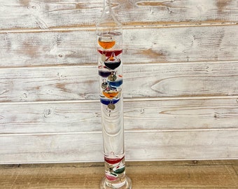 Large 44cm tall Free standing Galileo thermometer in Gift packaging