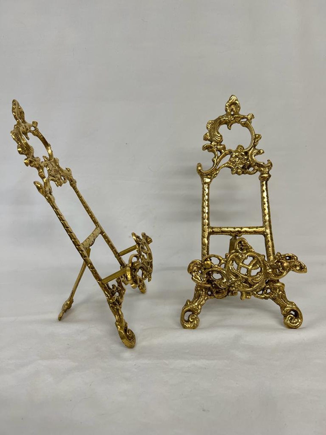 Large Decorative Brass Plate Stand Picture Easel Etsy