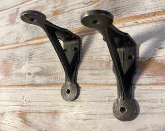 2 x Gallows Shelf Brackets - 4x4 Inch Grey Cast Iron Heavy Duty Pair of Wall Brackets for Shelves | Grey Shelf Brackets| Vintage Brackets