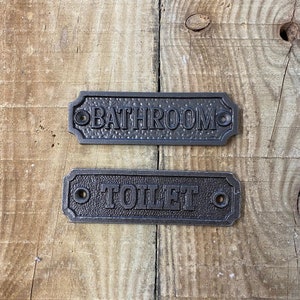 Bathroom and Toilet Cast Iron Plaques - Two Plaques/ Hotel sign, Pub signs, Restaurant signs,Bed and Breakfast signs