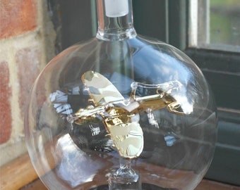 Ornamental glass model of a Spitfire aeroplane in a decorative glass decanter | memorabilia | WW2 gift | Supermarine| Battle of Britain