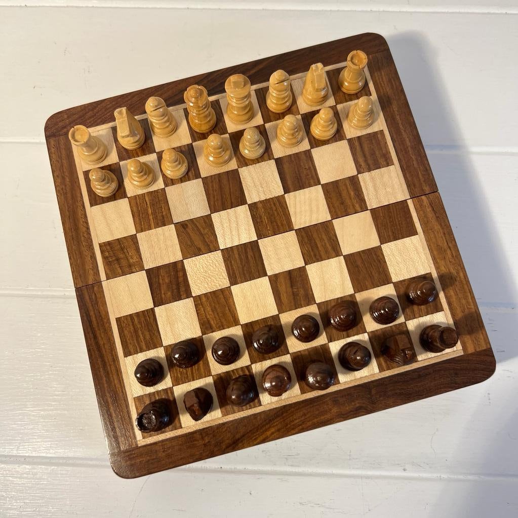 MAGNETIC WOODEN CHESS Set in Folding Chess Board Box | Travel Games | Wooden Games | Travel Chess Set | Strategic Traditional Board Games