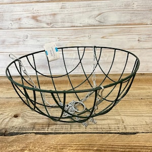 Metalen hangende mand met een diameter van 12 inch, groene hangmand, tuinmand, zomerbloemen, plantenbakken