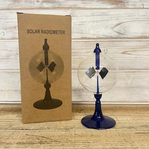 16cm high Solar Radiometer | 4 Blades rotating glass windmill Crookes solar radiometer | desk ornament | weather station | light mill