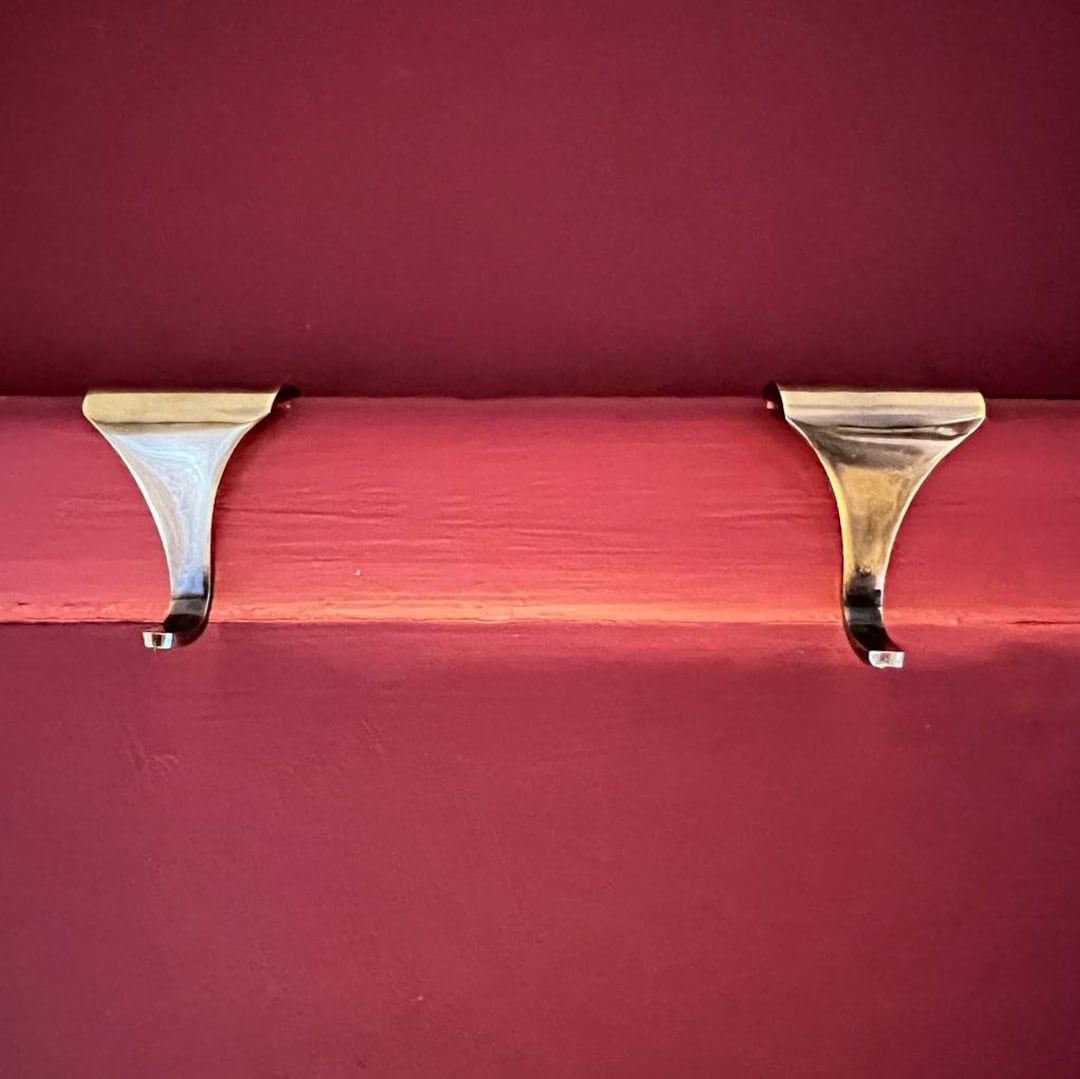 2 Polished Brass PICTURE RAIL HOOK Victorian Fittings Victorian House