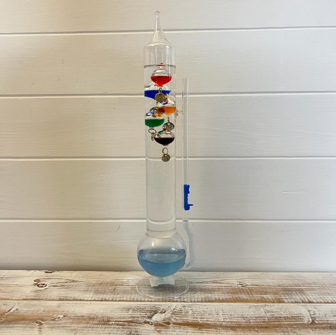 GLASS GALILEO THERMOMETER With 5 Coloured Floating Bauble Etsy UK
