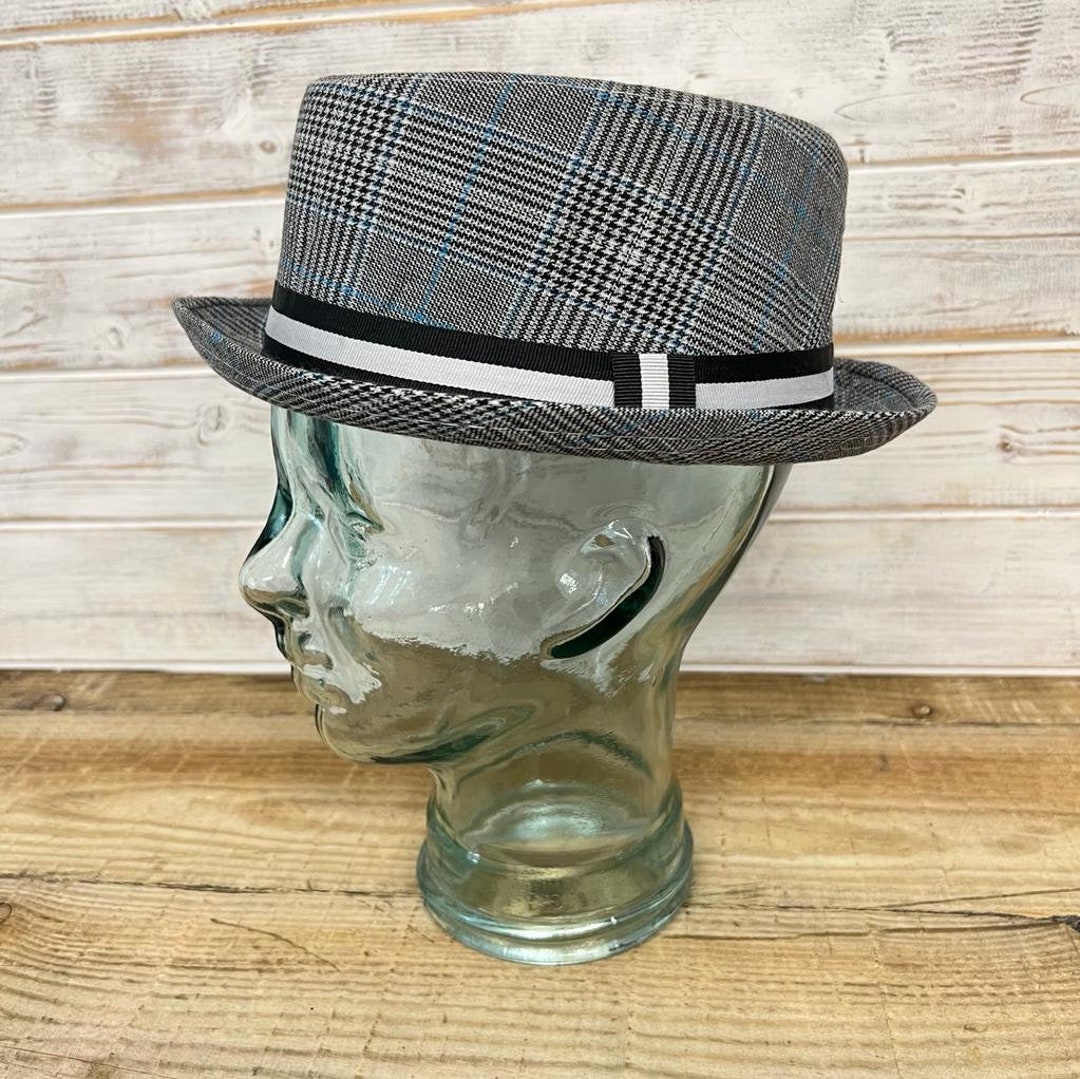 Small Grey Rude Boy Ska Pork Pie Hat 58cm -unisex Pork