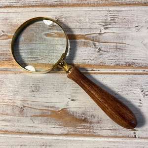 Elegante lente d'ingrandimento con manico in legno in stile Regency per la lettura, lente d'ingrandimento portatile