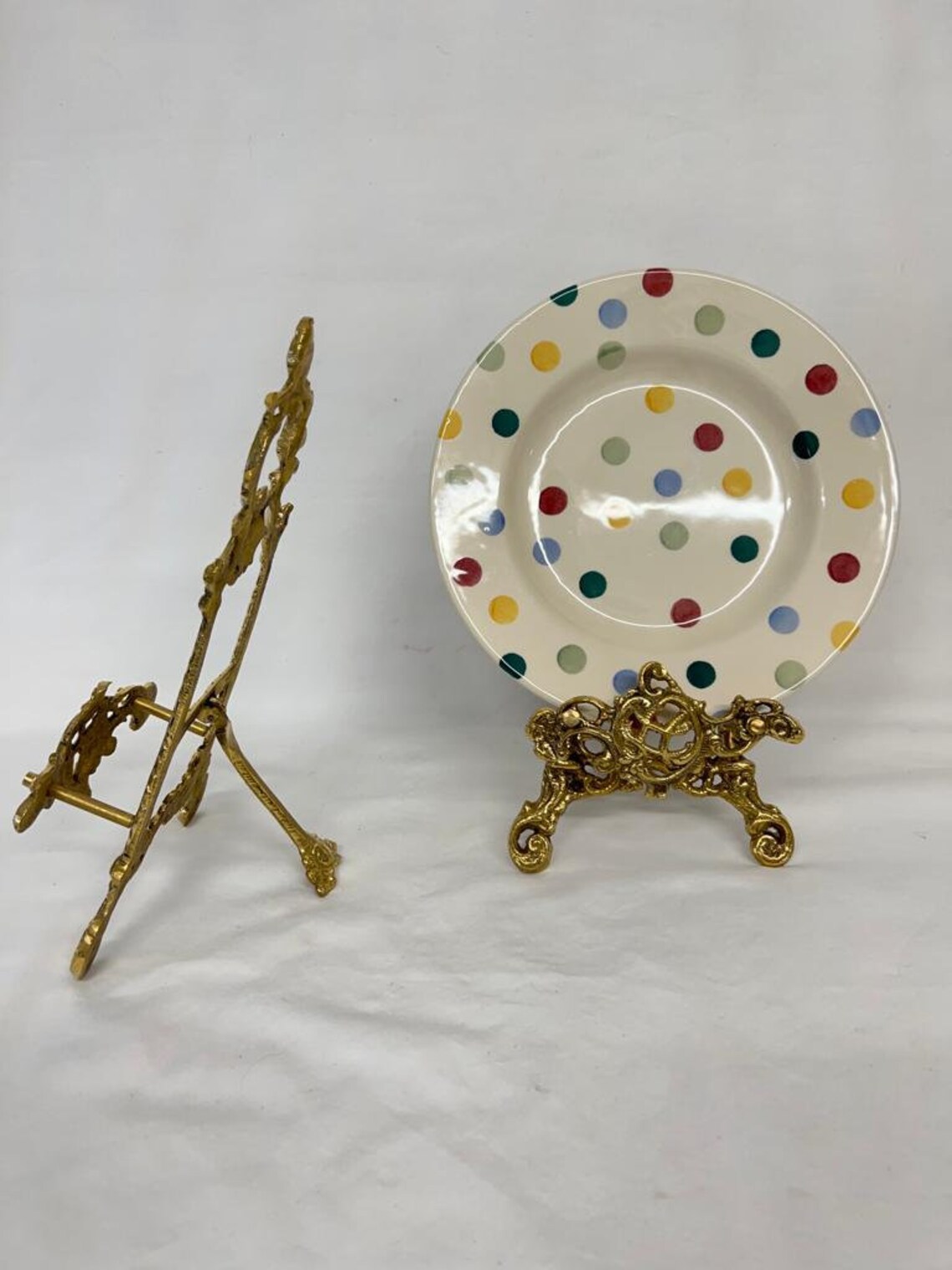 Large Decorative Brass Plate Stand Picture Easel Etsy