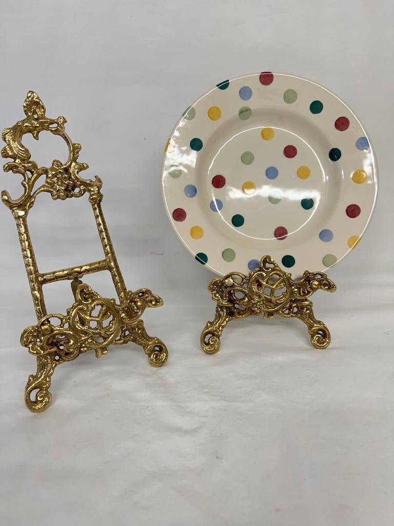 Large Decorative Brass Plate Stand Picture Easel Etsy