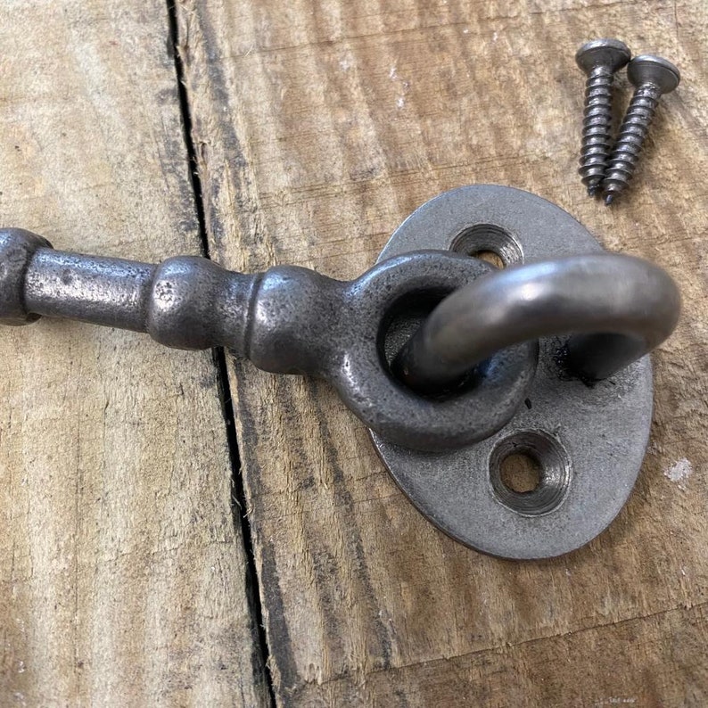 Cast iron Knotted Cabin Hook and Eye 10cm/4'' long zdjęcie 9