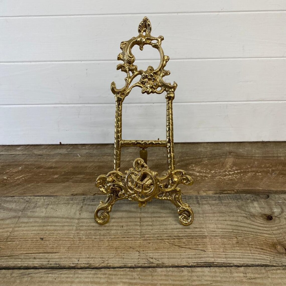 Large Decorative Brass Plate Stand Picture Easel Etsy