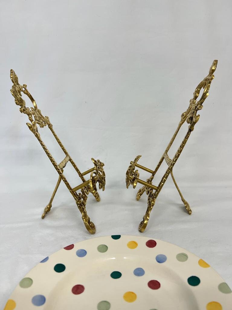 Large Decorative Brass Plate Stand Picture Easel Etsy