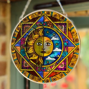 Sun and moon eclipse glass sun catcher for Garden / Conservatory / Living Room / Green House / Garden Room