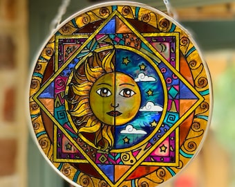 Sun and moon eclipse glass sun catcher for Garden / Conservatory / Living Room / Green House / Garden Room