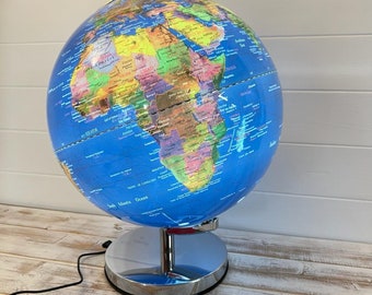 30cm diameter colour illuminated globe with sturdy metal base | Interactive study globe | Globes of earth | Globe for Children & Adults.