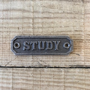 Cast Iron antique style Study Door Plaque